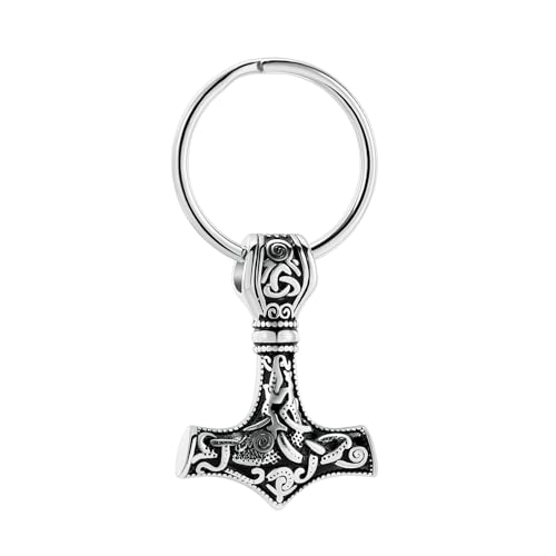 VCCWYQK Mjolnir Thor Hammer Feuerbestattung Schmuck für Asche für Damen Herren Edelstahl Keltischer Knoten Urne Halskette Anhänger für Asche Halter Andenken (D-1) von VCCWYQK