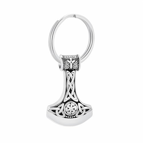 VCCWYQK Mjolnir Thor Hammer Feuerbestattung Schmuck für Asche für Damen Herren Edelstahl Keltischer Knoten Urne Halskette Anhänger für Asche Halter Andenken (G) von VCCWYQK