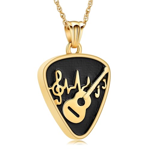 VCCWYQK Musik Gitarre Pick Urne Halskette für Asche für Frauen Männer Anhänger Edelstahl Einäscherung Schmuck Keepsake Memorial Geschenk von VCCWYQK