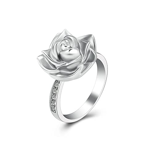 VCCWYQK Rose Blume Urne Ring für Asche für Frauen Kremation Schmuck für Asche Memorial Keepsake Ring hält geliebten Menschen von VCCWYQK
