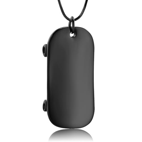 VCCWYQK Skateboard Urnen Halskette für Asche für Männer und Jungen Edelstahl Feuerbestattungsschmuck Gedenk- und Andenken Geschenke für den Halter der Asche eines geliebten Menschen von VCCWYQK