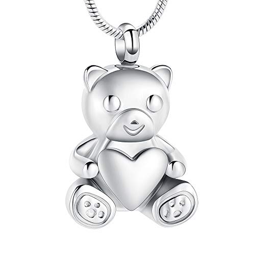 VCCWYQK Teddybär Urne Nekclaces für Asche, Schmuck für Männer und Frauen Gedenkurne Andenken Medaillon Anhänger für Asche von VCCWYQK