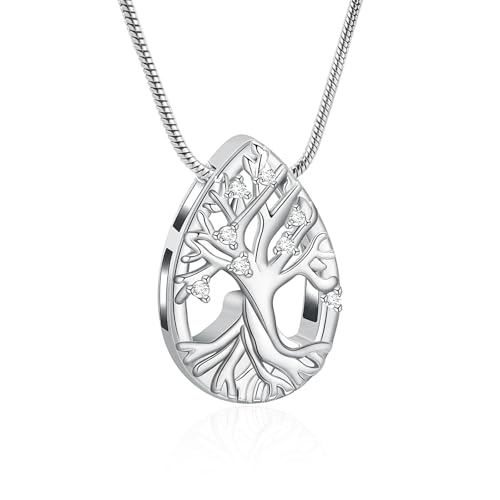 VCCWYQK Tränentropfen Baum des Lebens Urne Halskette für Asche Edelstahl Einäscherung Schmuck Memorial Urne Anhänger für Männer Frauen Asche-Halter VCCWYQK Tränentropfen Baum des Lebens Urne Halskette für Asche Edelstahl Einäscherung Schmuck Memorial Urne Anhänger für Männer Frauen Asche-Halter von VCCWYQK