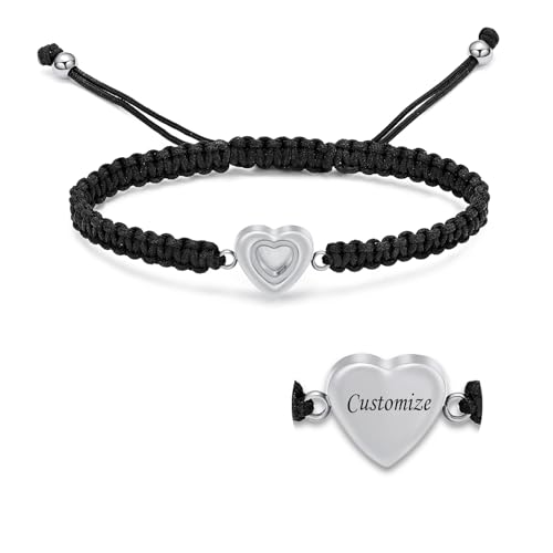 VCCWYQK Urne Armband für Asche für Frauen Herzform geflochtene Seil einstellbare Armreif Einäscherung Schmuck Keepsake Memorial Geschenk (Z-Anpassen) von VCCWYQK