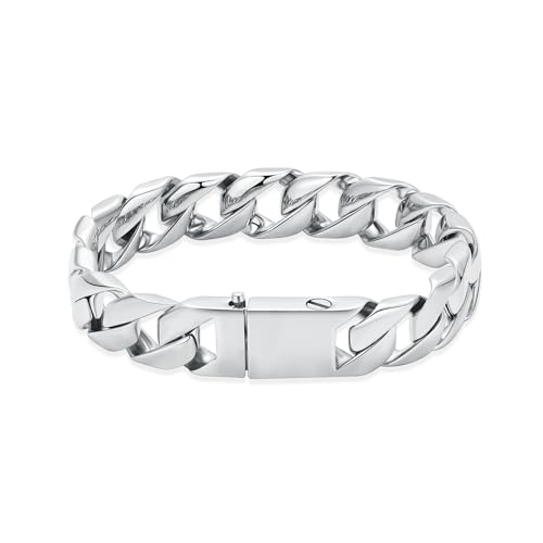 VCCWYQK Kremation Urne Armband für Menschliche Asche - Cuban Link Schmuck für Männer, Keepsake Memorial Halter (24cm, Silber) von VCCWYQK