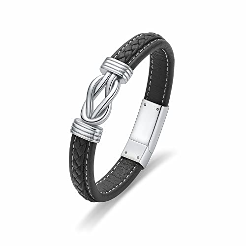 VCCWYQK Urnen-Armband für Asche für Männer Frauen Infinity Memorial Keepsake Kremation Schmuck Manschette Armreif Lederarmband (Silver-20cm) von VCCWYQK