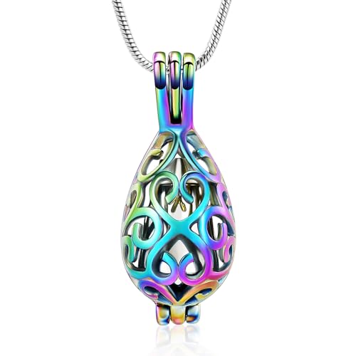 VCCWYQK Einäscherungsschmuck für Asche - Teardrop Urn Halsketten Anhänger für Asche für Frauen mit Hollow Keepsake Urn Memorial Locket Ascheschmuck von VCCWYQK