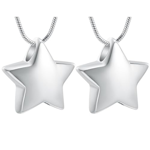 VCCWYQK Urnen-Halskette mit kleinem Stern, für Asche für Damen, Edelstahl, Gedenkkette für Ashe, menschliches Haustier, Edelstahl, Kein Edelstein von VCCWYQK