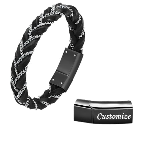 VCCWYQK Urnenarmband für Asche für Männer Leder Memorial Urne Armreif Asche Halter Edelstahl Andenken Armband für menschliches Haustier von VCCWYQK