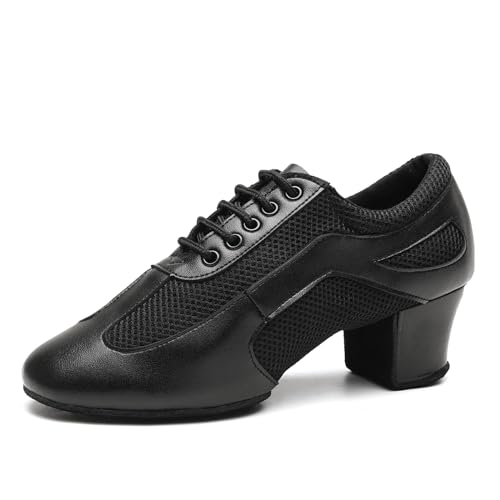 VCIXXVCE Damen Latein Tanzschuhe für Salsa und Tango-Training Schwarz Niedriger 5 cm Blockabsatz Geteilte Sohle - Normalweite, 36.5 EU von VCIXXVCE