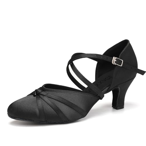 VCIXXVCE Damen Lateinamerikanische Ballsaal Tanzschuhe Geschlossene Zehen Salsa Walzer Tango Performance Tanzen Übungsschuhe, Schwarz, 39.5 EU von VCIXXVCE