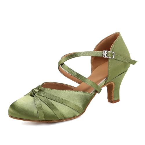 VCIXXVCE Damen Satin Gesellschaftstanzschuhe Geschlossener Latein Salsa Tango Moderne Standard Tanzschuhe, 35 EU von VCIXXVCE