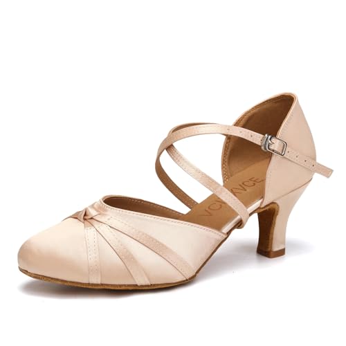 VCIXXVCE Damen Satin Gesellschaftstanzschuhe Geschlossener Latein Salsa Tango Moderne Standard Tanzschuhe, 35 EU von VCIXXVCE