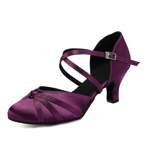VCIXXVCE Damen Satin Gesellschaftstanzschuhe Geschlossener Latein Salsa Tango Moderne Standard Tanzschuhe, 41 EU von VCIXXVCE