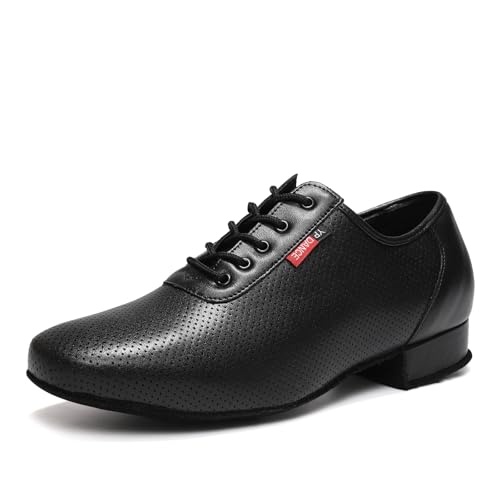VCIXXVCE Tanzschuhe Herren Schwarz Schnürschuhe Ballsaal Salsa Tango Trainings Tanzschuhe mit Niedriger Absatz 38 EU von VCIXXVCE