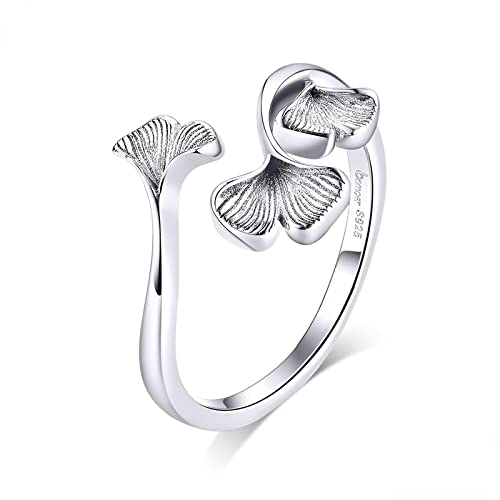 VCLUST Schmuck Damen, Ginkgoblatt Ring, 925 Sterling Silber Verstellbarer Ring, Damen Verlobungsring, Fingerring von VCLUST