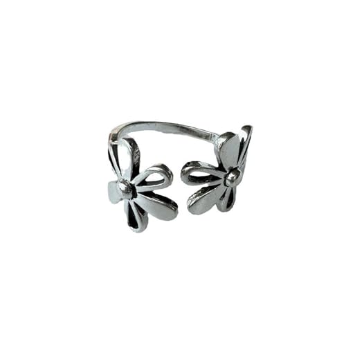 Hohle Blume Schleife Ring für Frauen Retro Mode S925 Silber Temperament süßer offener Ring Index Finger Ring, Metall, Zirkonia von VCODWCSJO