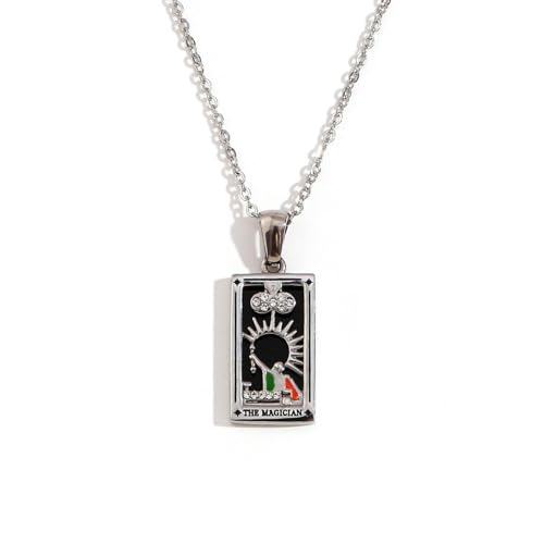 Modische und beliebte Retro-Tarot-Halskette für Damen und Herren, Metall, Zirkonia Modische und beliebte Retro-Tarot-Halskette für Damen und Herren, Metall, Zirkonia von VCODWCSJO