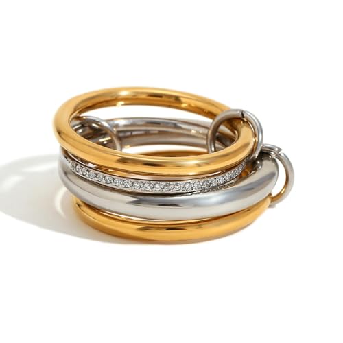 Modischer Temperament Kreativer Persönlichkeitsring Vierlagiger Mitteldiamantring für Frauen, 10, Metall, Zirkonia Modischer Temperament Kreativer Persönlichkeitsring Vierlagiger Mitteldiamantring für Frauen, 10, Metall, Zirkonia von VCODWCSJO