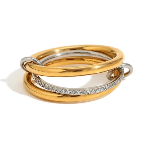 Modischer Temperament Kreativer Persönlichkeitsring Vierlagiger Mitteldiamantring für Frauen, 5, Metall, Zirkonia Modischer Temperament Kreativer Persönlichkeitsring Vierlagiger Mitteldiamantring für Frauen, 5, Metall, Zirkonia von VCODWCSJO