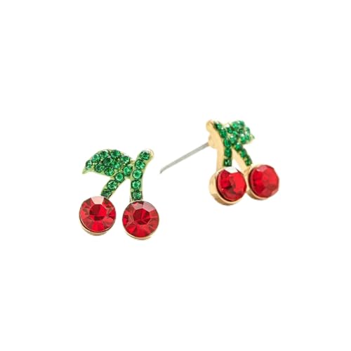 Summer Beach Fruit Series Ohrringe Wassermelone Zitrone Kirsche Pfirsich Ananas Urlaub Volldiamant Damen Ohrringe Kirsche von VCODWCSJO