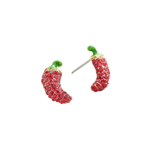 Summer Beach Fruit Series Ohrringe Wassermelone Zitrone Kirsche Pfirsich Ananas Urlaub Volldiamant Damen Ohrringe Pfeffer von VCODWCSJO