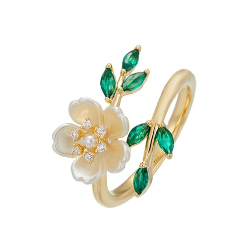 Temperament Fashion Flower Open Ring Light Luxury High-End Micro-Inlay Exquisiter Zeigefingerring Süßer Ring Gold von VCODWCSJO