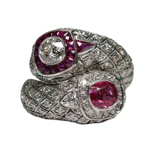 VCODWCSJO Fashion New Rubin Rot Korund Zirkon Ring Trendiger Schlangenring, 9, Zirkonia VCODWCSJO Fashion New Rubin Rot Korund Zirkon Ring Trendiger Schlangenring, 9, Zirkonia von VCODWCSJO