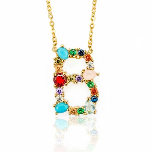 VCODWCSJO Halskette mit mikroeingelegten Buchstaben, 26 englische Buchstaben, Damen-Halskette, Schmuck, Zirkonia von VCODWCSJO