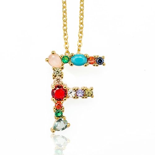 VCODWCSJO Halskette mit mikroeingelegten Buchstaben, 26 englische Buchstaben, Damen-Halskette, Schmuck, Zirkonia von VCODWCSJO