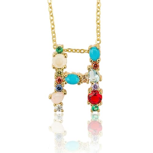 VCODWCSJO Halskette mit mikroeingelegten Buchstaben, 26 englische Buchstaben, Damen-Halskette, Schmuck, Zirkonia von VCODWCSJO