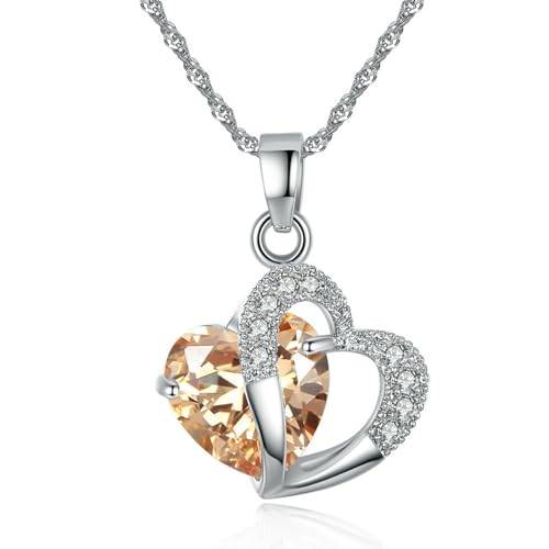 VCODWCSJO Jewelry Schlüsselbeinkette in Herzform mit blauen und violetten Kristallen, zweifarbige Halskette, Zirkonia von VCODWCSJO