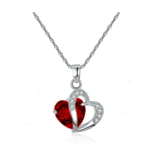 VCODWCSJO Jewelry Schlüsselbeinkette in Herzform mit blauen und violetten Kristallen, zweifarbige Halskette, Zirkonia von VCODWCSJO