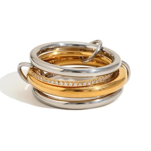 VCODWCSJO Modischer Temperament Kreativer Persönlichkeitsring Vierlagiger Mitteldiamantring für Frauen, 5, Metall, Zirkonia VCODWCSJO Modischer Temperament Kreativer Persönlichkeitsring Vierlagiger Mitteldiamantring für Frauen, 5, Metall, Zirkonia von VCODWCSJO