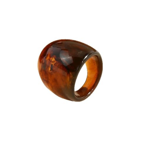 VCODWCSJO Modischer schlichter geometrischer Retro-Ring, Farbverlauf, brauner Kunstharz, Persönlichkeitsring, All-Match-Zubehör, Metall, Zirkonia VCODWCSJO Modischer schlichter geometrischer Retro-Ring, Farbverlauf, brauner Kunstharz, Persönlichkeitsring, All-Match-Zubehör, Metall, Zirkonia von VCODWCSJO