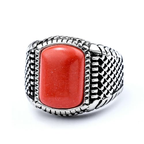 VCODWCSJO Retro und dominierender Edelstein Titan Stahl Ring Persönlichkeit Trendy Herrenmode Punk Rock Hip Hop Accessoires, 38, Metall, Zirkonia von VCODWCSJO