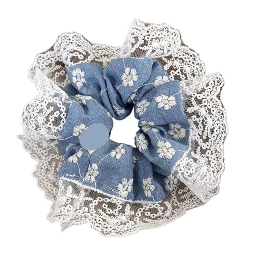 2 STÜCKE Sommer Denim Farbe Bestickte Blumen Spitze Haarband Stirnbänder for Frauen Mädchen Süße Reizende Kopf Seil Weiblichen Accessoires(A-light color) von VCSZYAFX
