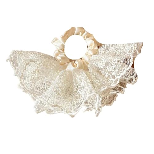 2 Stück Damen Haargummis Spitze Süß Niedlich Elegant Modisch Doppellagig Kopfbänder Lolita Kawaii Haarschmuck Mädchen(White) von VCSZYAFX