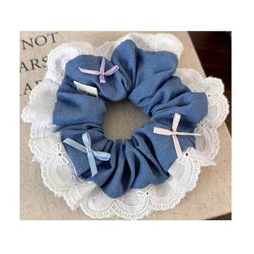 2 stücke Bunte Bogen Denim Spleißen Spitze Haarband Stirnband Frauen RetroTemperament Haar Seil Mädchen Krawatte Pferdeschwanz Gummiband(Color 1) von VCSZYAFX