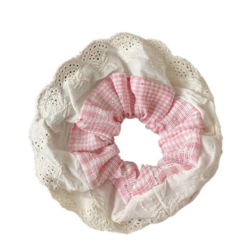 2 stücke Elegante Druck Spitze Rand Breite Scrunchies for Frauen Mädchen Süße Haar Krawatte Niedlich Exquisite Band Zubehör(Color1) von VCSZYAFX