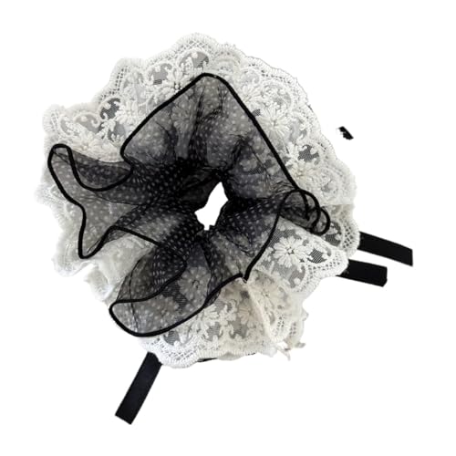 2 stücke Scrunchie Elastische Haarbänder for Mädchen Frauen Zubehör Krawatte Gummi Führenden Beliebte Vintage Fascinator(Black) von VCSZYAFX