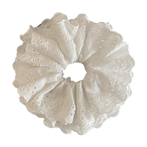 3 Stück solide vierlagige Spitze 6, Zoll große Scrunchie for Frauen Mädchen süße Haarschmuck Haargummi Haarband elegante Haar-Accessoires(Color 1) von VCSZYAFX