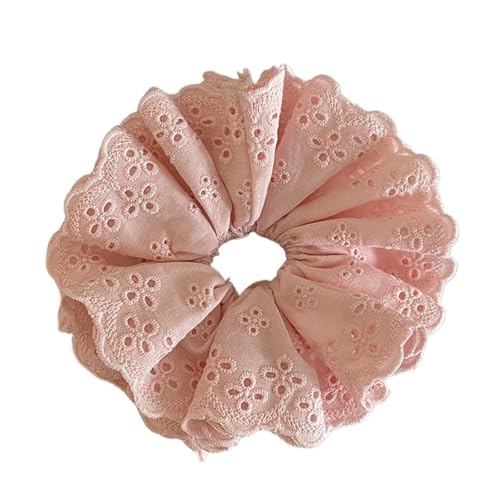 3 Stück solide vierlagige Spitze 6, Zoll große Scrunchie for Frauen Mädchen süße Haarschmuck Haargummi Haarband elegante Haar-Accessoires(Color 2) von VCSZYAFX
