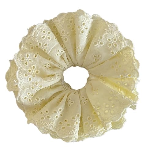 3 Stück solide vierlagige Spitze 6, Zoll große Scrunchie for Frauen Mädchen süße Haarschmuck Haargummi Haarband elegante Haar-Accessoires(Color 3) von VCSZYAFX