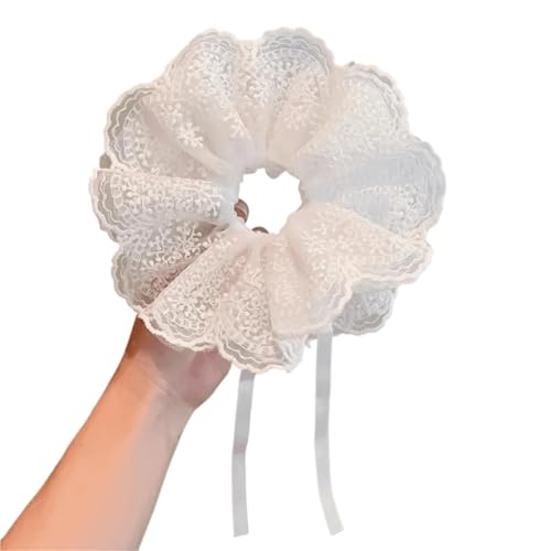 3 stücke Spitze Haargummis Verstellbare Schleife Mit Kordelzug for Frauen Mädchen Haar Zubehör Party Passenden(Beige) von VCSZYAFX
