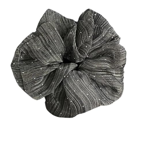 3-teiliges Haargummi aus Seersucker-Strass, modisch gestreiftes Tüllseil for Frauen for Binden von Pferdeschwänzen im Sommer(Black) von VCSZYAFX