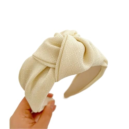 Damen Stoff Haarreif Headband Haarknoten-Stirnband for Mädchen, Haar-Accessoires for Erwachsene FüR Verschiedene Haar- Und Kleidungsfarben(Beige) von VCSZYAFX