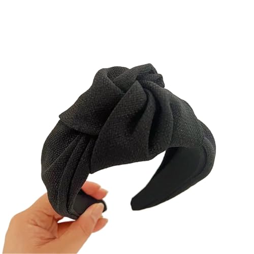 Damen Stoff Haarreif Headband Haarknoten-Stirnband for Mädchen, Haar-Accessoires for Erwachsene FüR Verschiedene Haar- Und Kleidungsfarben(Black) von VCSZYAFX