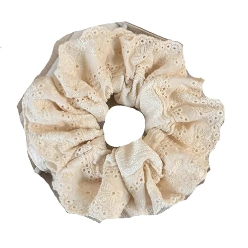 Frühling Süße Spitze Haar Scrunchies Stirnbänder for Frauen Mädchen Seil Weibliche Krawatte Pferdeschwanz Gummi Band Dekoration Retro(A-beige) von VCSZYAFX