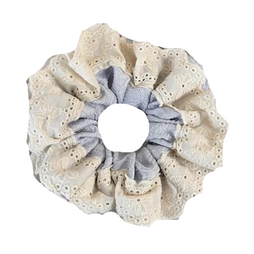 Frühling Süße Spitze Haar Scrunchies Stirnbänder for Frauen Mädchen Seil Weibliche Krawatte Pferdeschwanz Gummi Band Dekoration Retro(C-Blue) von VCSZYAFX